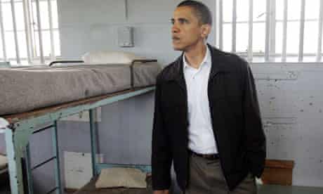 Barack Obama in Mandela's cell