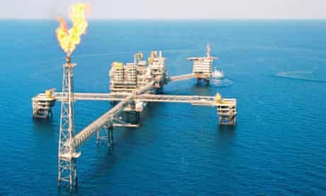 A gas platform at Al-Shamal gas field north of Qatar