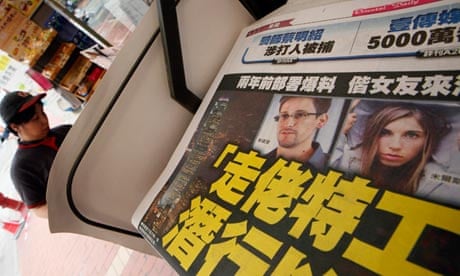 Edward Snowden's picture on the front page of a Hong Kong newspaper