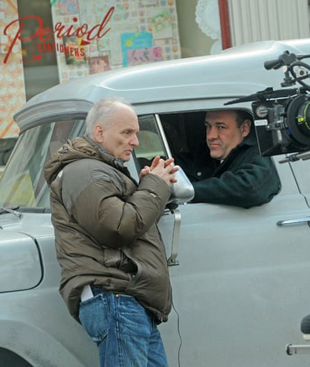 David Chase and James Gandolfini on a film set in 2011.