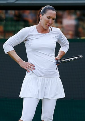 tennis fashion: Jelena Jankovic of Serbia reacts during her match