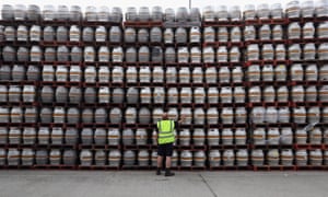 Anyone for a swift half? Kegs are stacked outside the distribution centre for the Adnams brewery in Reydon, Suffolk. The brewery was established in the small Suffolk coastal town of Southwold in 1872 by George and Ernest Adnams.