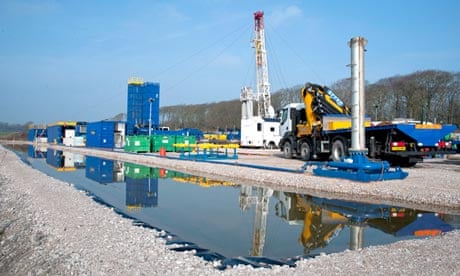 Cuadrilla shale gas drilling rig preparing for fracking in Weeton, Blackpool, Lancashire