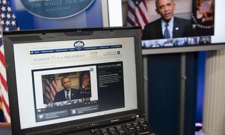 President Barack Obama participates in a Google Hangout.