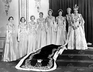 Queen's coronation 1953: Queen Elizabeth II with her Maids of Honour 
