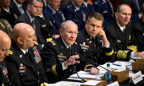 General Martin Dempsey makes a point to the Senate armed services committee
