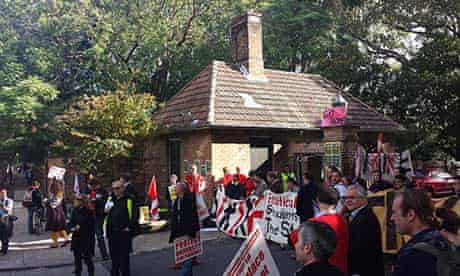Protest at the gates of Sydney University.