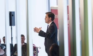 Ed Miliband delivers his speech on welfare reform at Newham council's offices.