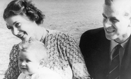 The Queen and the Duke of Edinburgh with Prince Charles as a baby in 1949.