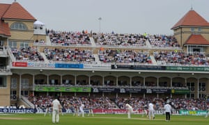 Spectators watch the action at Trent Bridge as England recover from Cook's dismissal to reach 70-1.