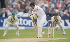 Ian Bell edges to Shane Watson in the slips.