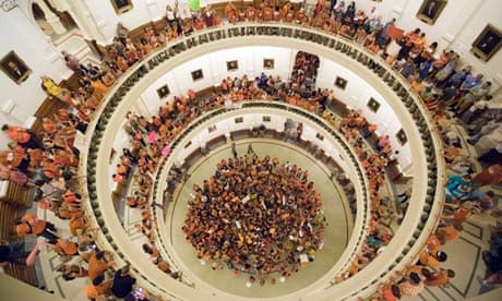 Abortion rights advocates fill the rotunda of the Texas state capitor as the senate prepared to vote