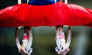 A gymnast competes during the gymnastic rings event of the European Youth Olympic Festival in Utrecht, Netherlands.