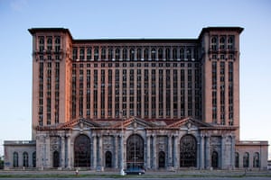 motor city blues: Abandoned Michigan Central Station in downtown