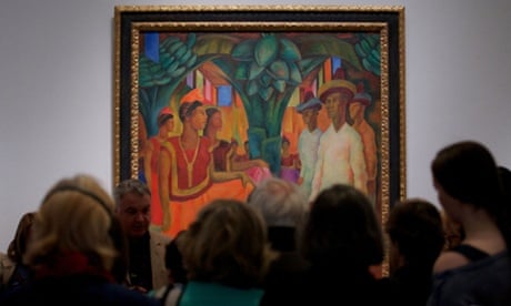 A painting by late Mexican artist Diego Rivera entitled 'Dance in Tehuantepec' during a press preview of the Mexican Revolution in Art exhibition at the Royal Academy of Art in London.  The exhibition will run from July 6 - September 29.