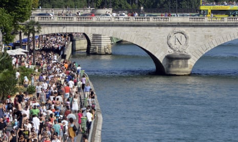 Packed river banks on the Seine ahead of tonight's action in Paris.