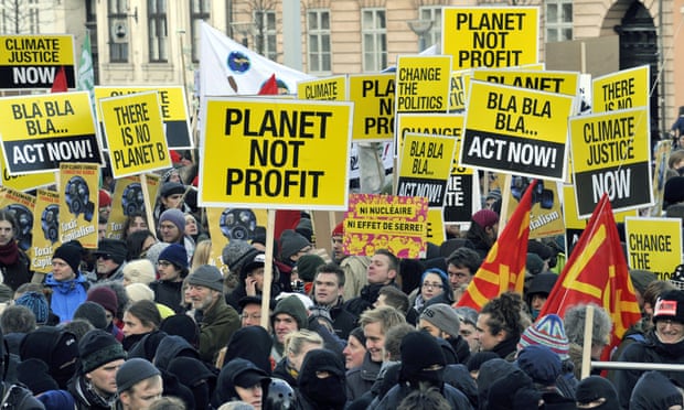 Some of 30,000 people demonstrate in 2009 in the centre of Copenhagen to turn up the heat on world leaders debating global warming at the UN climate conference.