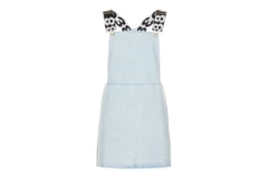 Summer dresses: Summer dresses denim dungaree dress with black and white straps by Topshop