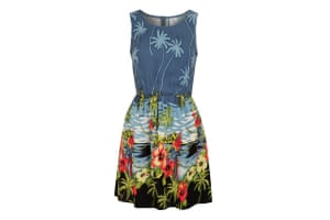 Summer dresses: Summer dresses tropical multi-colour palm floral print dress by Joy