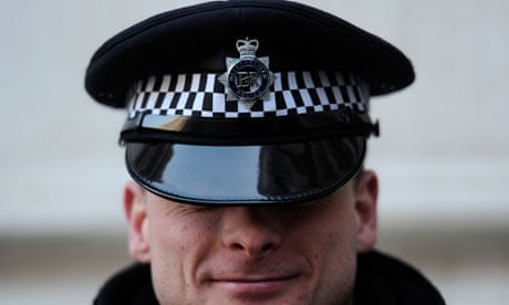 A police officer is pictured in Downing