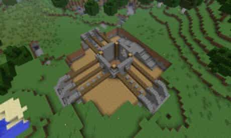 An aerial view of a Minecraft structure created by Gabriel