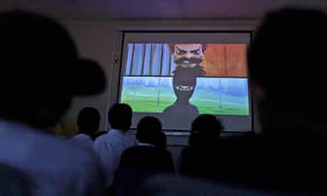 Burka Avenger being shown to an audience of children in Islamabad