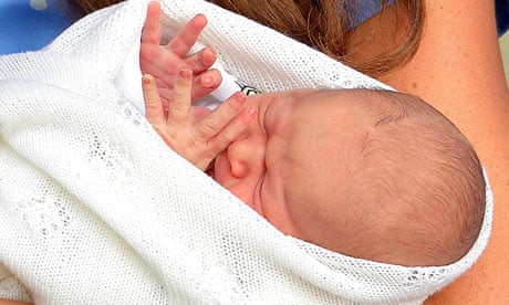 Kate, the Duchess of Cambridge, carries her two-day-old baby George Alexander Louis