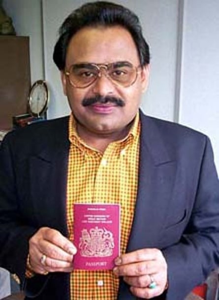 Altaf Hussain with his British passport, granted in 2002