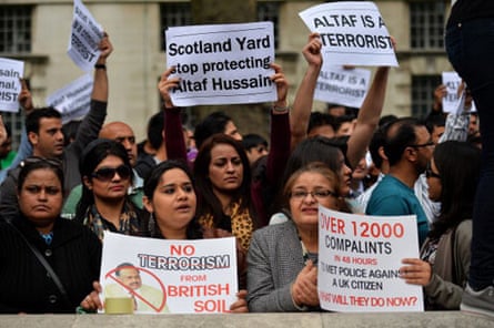 A protest against Altaf Hussain, outside Downing street in May this years