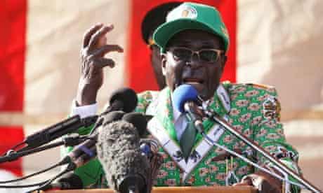 Robert Mugabe delivers a speech at the launch of his party's election campaign in Harare, Zimbabwe.
