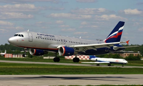 An Aeroflot Airbus A-320 lands at Sheremetyevo airport in Moscow
