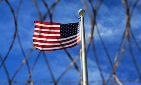 US flag flying over Camp VI, a prison used to house detainees at the naval base at Guantanamo Bay