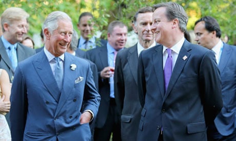 Prince Charles (left) and David Cameron chat during a reception at Clarence House