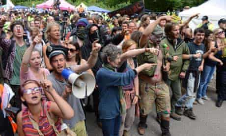 Anti-fracking protest at the Cuadrilla fracking site in Balcombe, Sussex, Britain - 19 Aug 2013