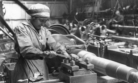 Woman at work in an armaments factory, circa 1914