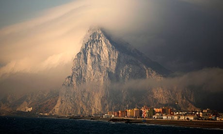 Cloud hangs over the rock of Gibraltar.