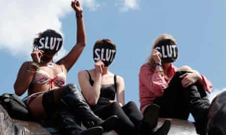 SlutWalk participants at a rally in London