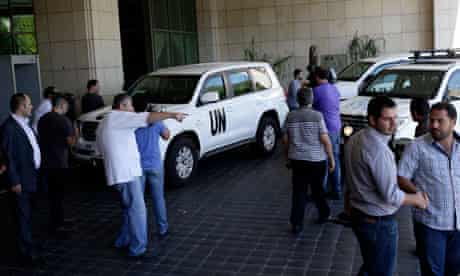 The UN high representative for disarmament affairs, Angela Kane, arrives at a hotel in Damascus