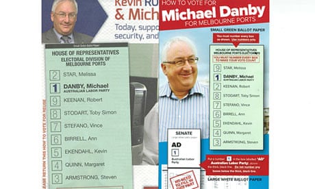 Michael Danby's two 'how to vote' cards