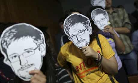 Supporters of Edward Snowden at a congressional hearing in Brazil on NSA surveillance