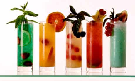 Five non-alcoholic cocktails. Image shot 2000. Exact date unknown.