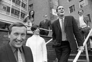 Sir David Frost: The Frost Report team outside BBC Television Centre in 1967. Left to right:
