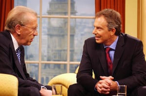 Sir David Frost: Prime Minister Tony Blair and David Frost on the BBC television programme B