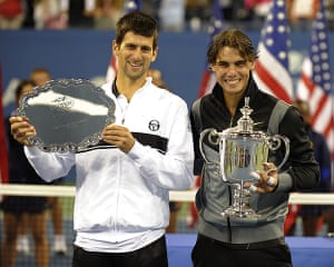 Nadal's trophies: 18 Rafael Nadal of Spain (L) and Novak Djokovic