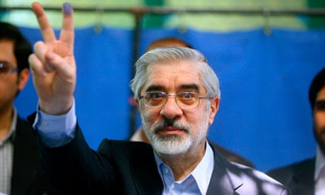 Iranian opposition leader Mir Hossein Mouhavi pictured after voting in 2009. 