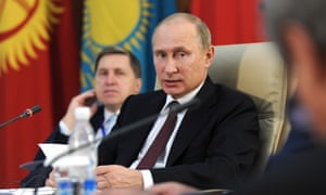 Russia's President Vladimir Putin at the Council of the Heads of Member States of Shanghai Cooperation Organisation on 13 September in Bishkek, Kyrgyzstan.