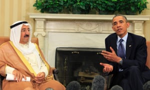 Amir of Kuwait, Sheik Sabah Al Ahmed Al Sabah (L) meets with U.S. President Barack Obama in the Oval Office September 13, 2013 in Washigton, DC.