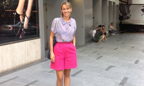 Mending in vogue: Pink shorts