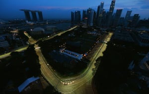 Lotus driver Romain Grosjean during practice for the Singapore F1 Grand Prix on the Marina Bay Street Circuit.