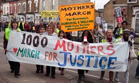 Women demonstrate against welfare cuts in Tottenham, London, in April this year.
